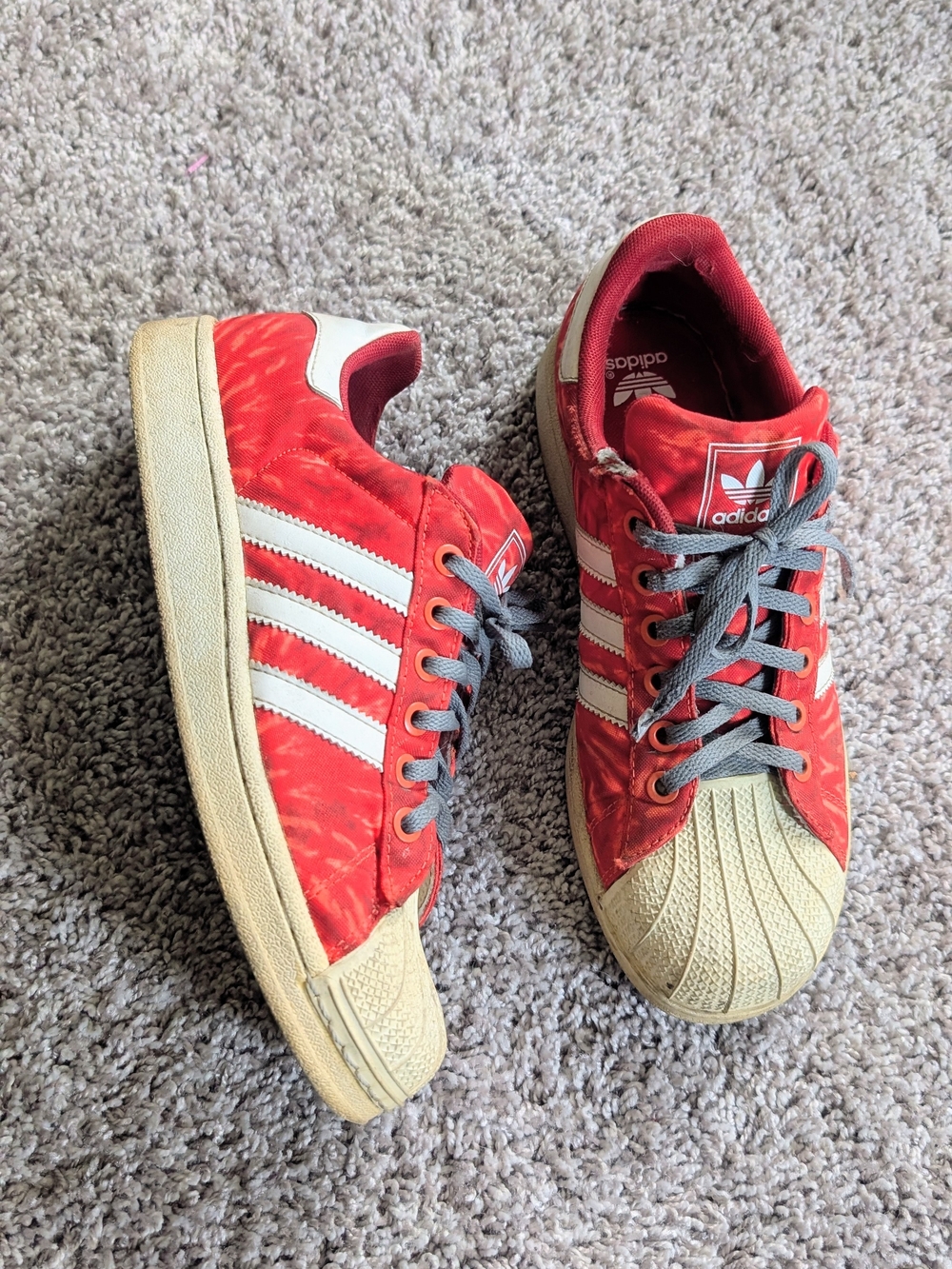 Adidas Red & White Shell-Toe Sneakers